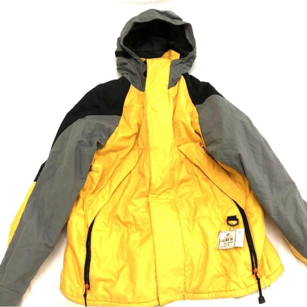 Men's Vintage Ralph Lauren Polo Hooded YellowNylon Coat Size M